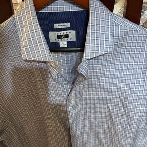 Joseph Abboud Gray and White Plaid Men's Shirt
